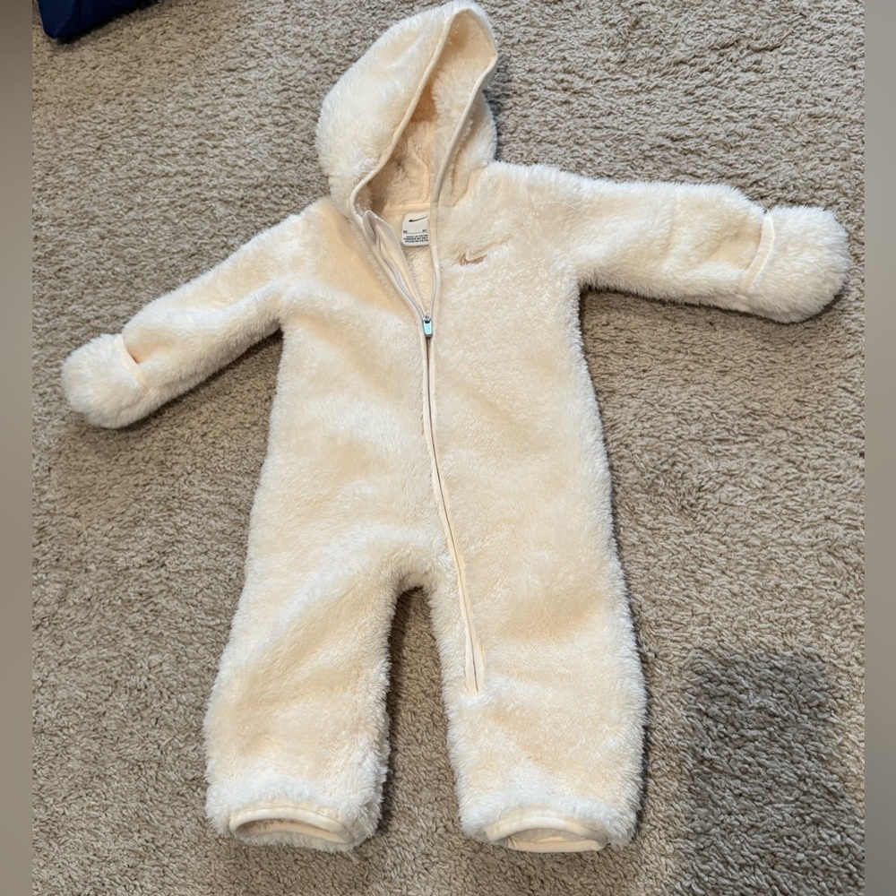 Nike Baby Hooded Sherpa Zipper Coverall (Cream) - 6 Months